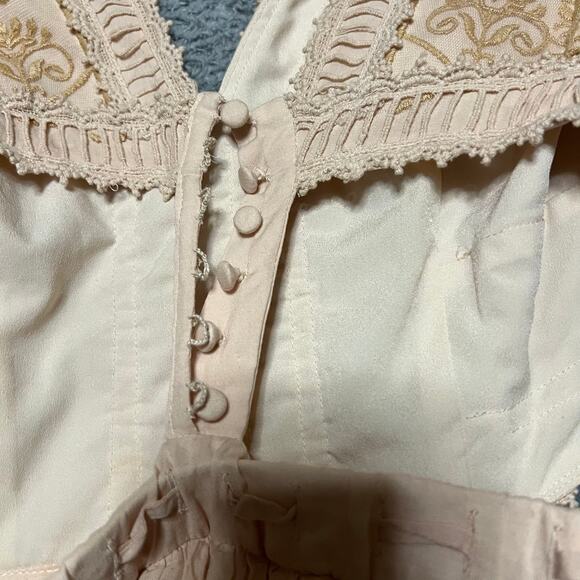 Free People Dress Womens 6 Honeysuckle Cutout Boho Dress Beige Tan Mini - Picture 4 of 9